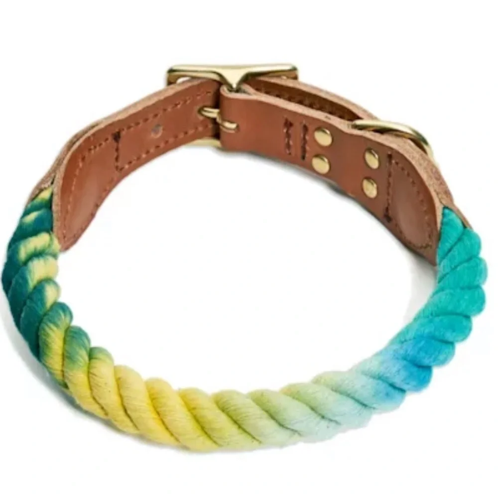 NWT Found My Animal rope Leather dog collar M & L